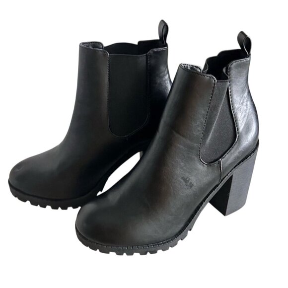 Soda Black Platform Chunky Heel Ankle Boots - Size 8 - Picture 6 of 8